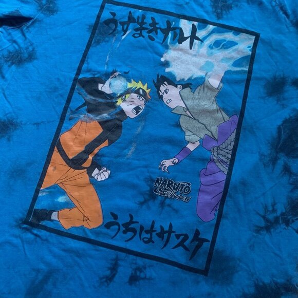 Naruto Shippuden Tie Dye Anime Graphic Tee Blue Black Medium - Picture 3 of 8